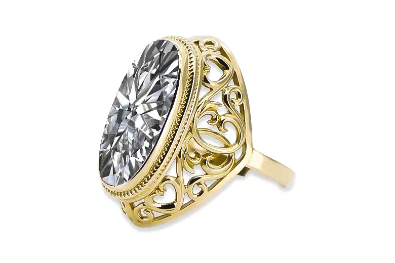 Ring Vintage Jewlery Zircon 14K Yellow gold vrc184y
