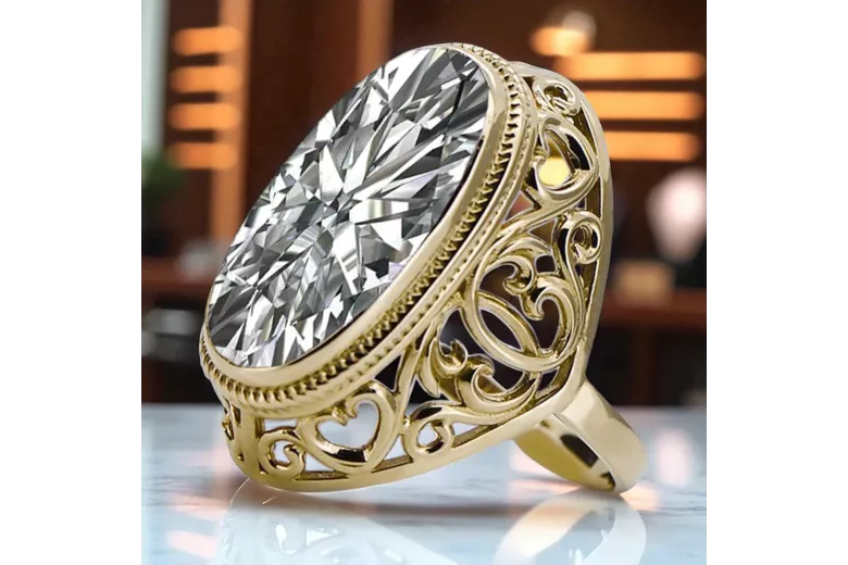 Ring Vintage Jewlery Zircon 14K Yellow gold vrc184y