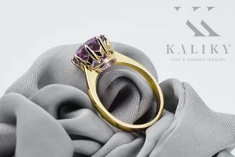14K Yellow gold Amethyst Ring Vintage Jewlery vrc157y