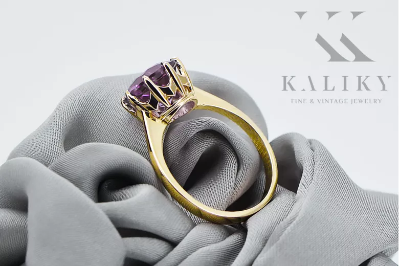 Amethyst 14 Karat Gelbgold Ring Vintage Stil vrc157y