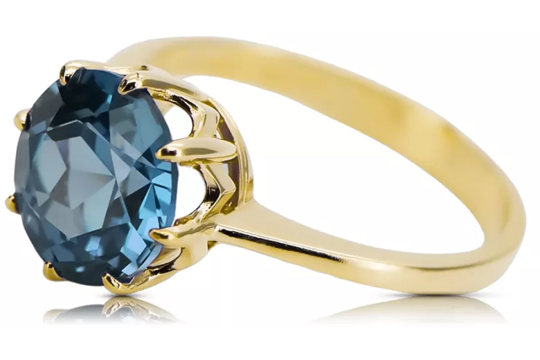 Oro amarillo de 14 quilates Aguamarina Anillo Artesanía vintage vrc157y