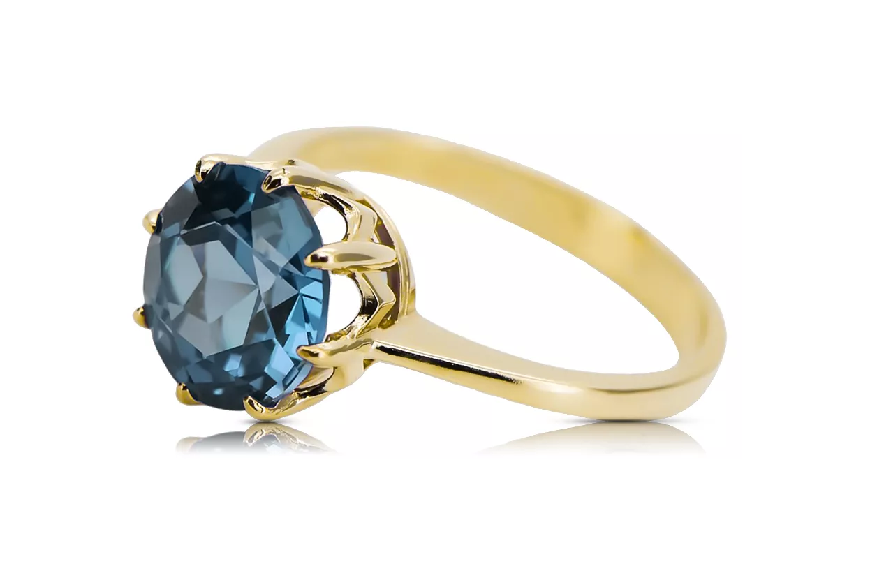 Oro amarillo de 14 quilates Aguamarina Anillo Artesanía vintage vrc157y