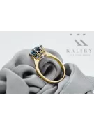 Oro amarillo de 14 quilates Aguamarina Anillo Artesanía vintage vrc157y