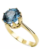 Oro amarillo de 14 quilates Aguamarina Anillo Artesanía vintage vrc157y
