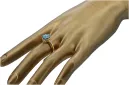 14k żółte złoto Akwamaryn Pierścionek Styl Vintage vrc157y