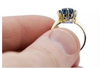 Oro amarillo de 14 quilates Aguamarina Anillo Artesanía vintage vrc157y