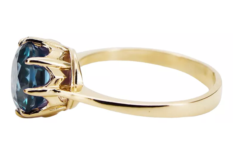 Oro amarillo de 14 quilates Aguamarina Anillo Artesanía vintage vrc157y