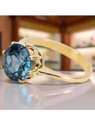 Oro amarillo de 14 quilates Aguamarina Anillo Artesanía vintage vrc157y