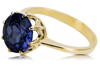 Pierścionek Styl Vintage Szafir 14k żółte złoto vrc157y