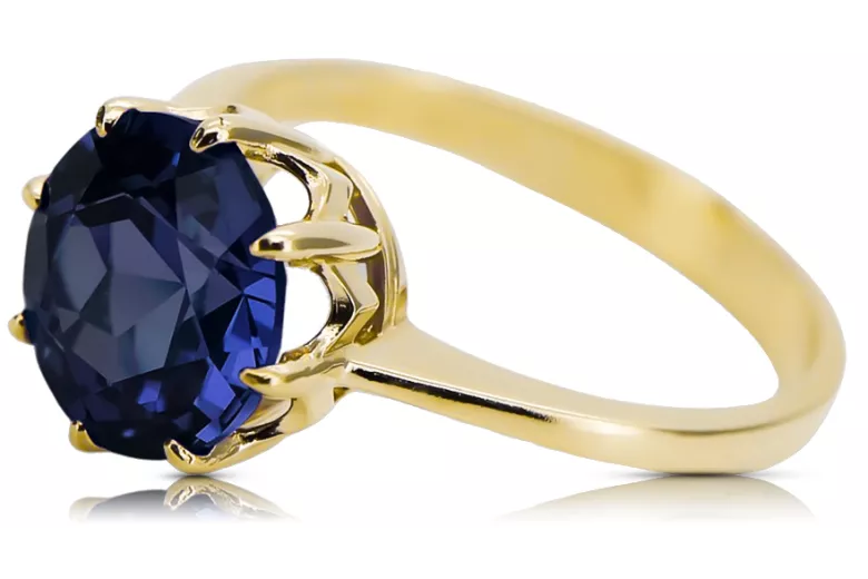 Oro amarillo de 14 quilates Zafiro Anillo Artesanía vintage vrc157y