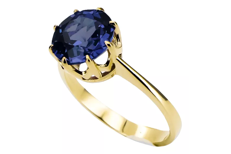 Safir Aur galben 14K Inel Stil Vintage vrc157y