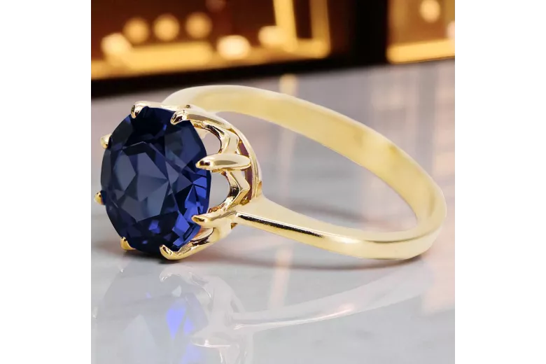 Žiedas Sapyras 14k geltono aukso Vintažiniai amatai vrc157y