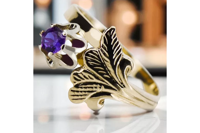 Alejandrita Oro amarillo de 14 quilates Anillo Estilo vintage vrc169y