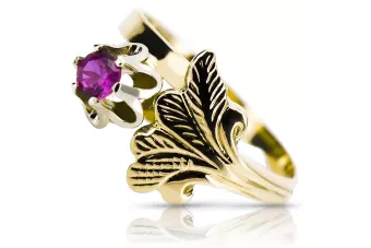 Or jaune 14 carats Améthyste Anneau Bijoux vintage vrc169y