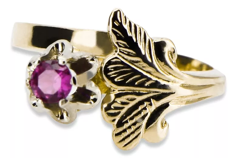 Vintage style Ring Amethyst 14K Yellow gold vrc169y