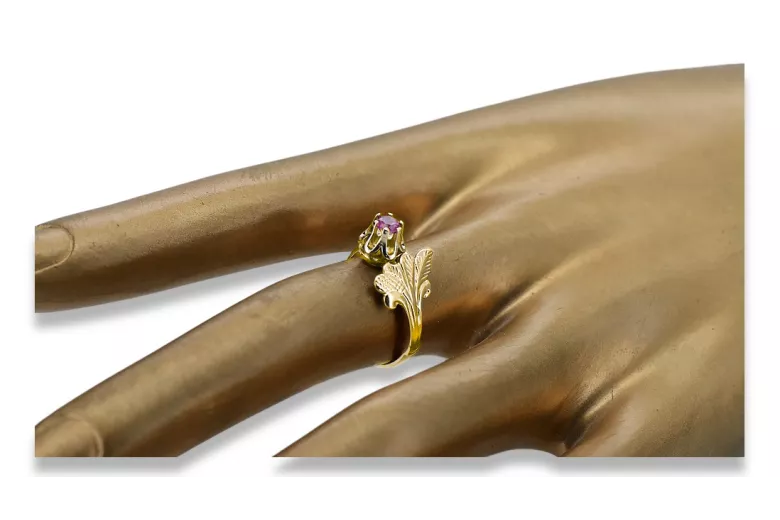 Vintage style Ring Amethyst 14K Yellow gold vrc169y