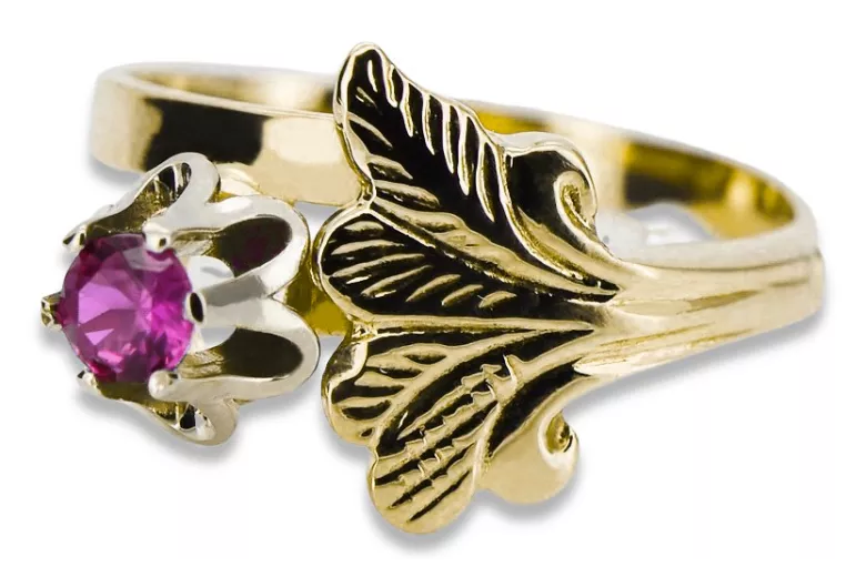 Vintage style Ring Amethyst 14K Yellow gold vrc169y