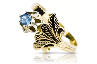 Oro amarillo de 14 quilates Aguamarina Anillo Vintage vrc169y