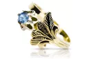 Vintage bijuterii Inel Acvamarin Aur galben 14K vrc169y