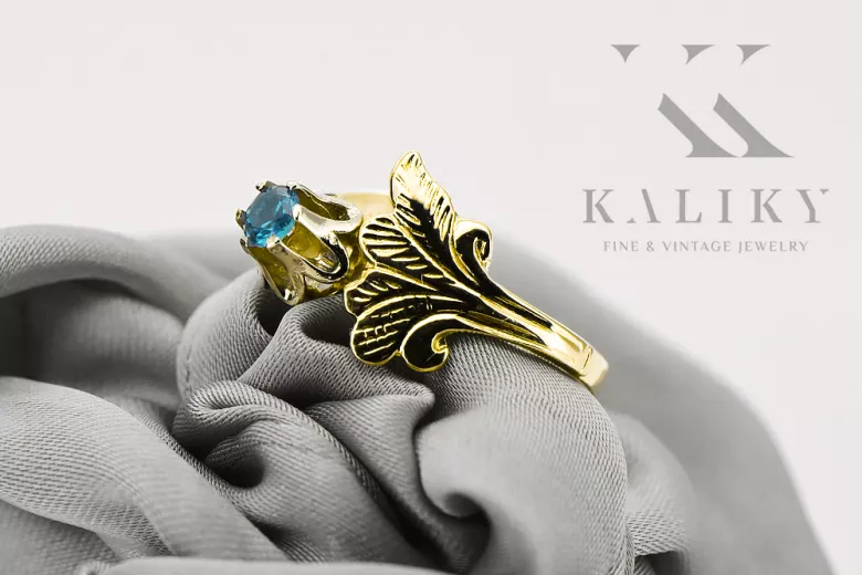 Vintage style  Ακβαμαρίνη Κίτρινος χρυσός 14 καρατίων vrc169y