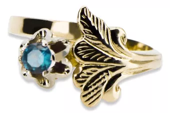 Akvamarinas 14k geltono aukso Žiedas Vintage vrc169y