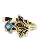 14K Yellow gold Aquamarine Ring Vintage style vrc169y