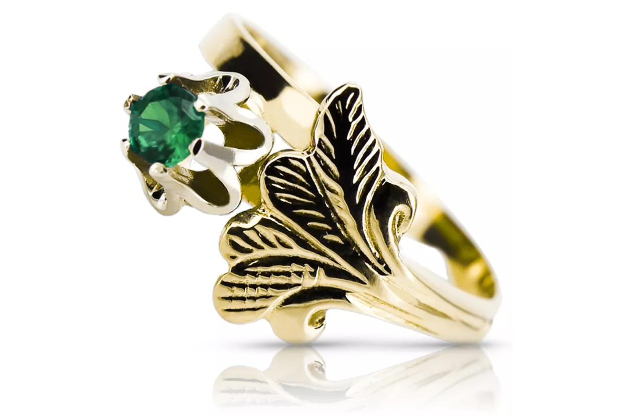 Vintage Jewlery Ring Emerald 14K Yellow gold vrc169y