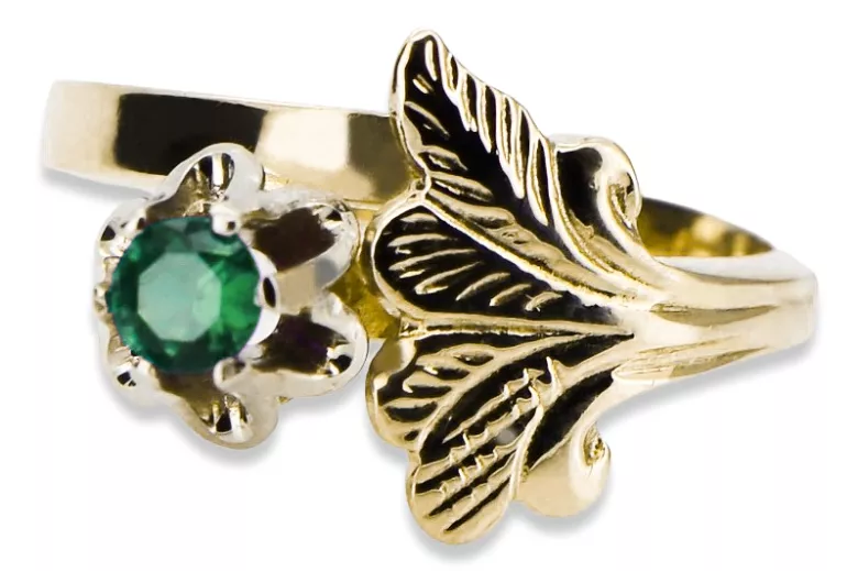 Каблучка Вінтаж стиль Смарагд 14K Жовте золото vrc169y