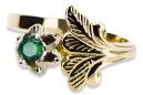 Esmeralda Oro amarillo de 14 quilates Anillo Artesanía vintage vrc169y