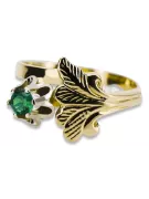 Anneau Émeraude Or jaune 14 carats Artisanat vintage vrc169y