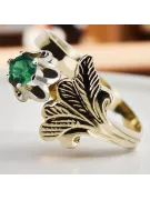 Esmeralda Oro amarillo de 14 quilates Anillo Artesanía vintage vrc169y