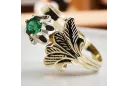 Esmeralda Oro amarillo de 14 quilates Anillo Artesanía vintage vrc169y