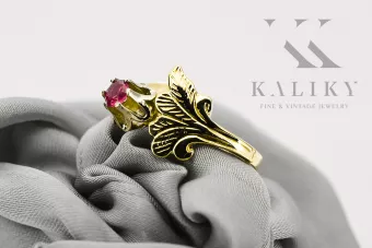 Rubin Aur galben 14K Inel Vintage Craft  vrc169y