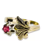 Oro amarillo de 14 quilates Rubí Anillo Artesanía vintage vrc169y