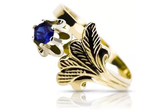 14-кв Желтое золото Сапфир Кольцо Винтаж изделия vrc169y