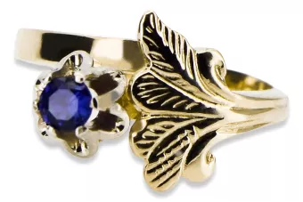 Anillo Zafiro Oro amarillo de 14 quilates Estilo vintage vrc169y