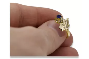 Anillo Zafiro Oro amarillo de 14 quilates Estilo vintage vrc169y