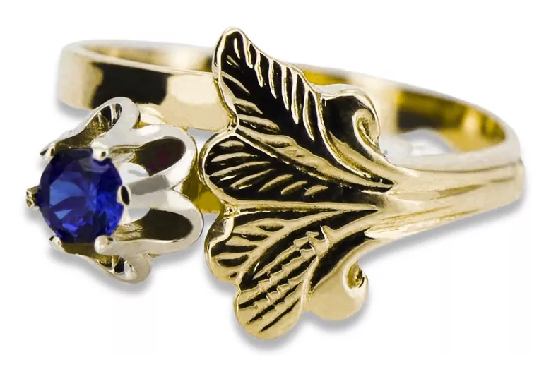 Ring Vintage Schmuck Saphir 14 Karat Gelbgold vrc169y