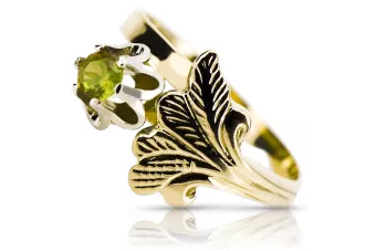 14 Karat Gelbgold Gelber Peridot Ring Vintage Stil vrc169y