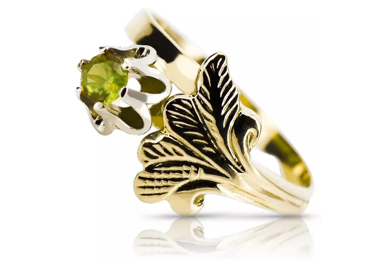 Ring Vintage craft Yellow Peridot 14K Yellow gold vrc169y