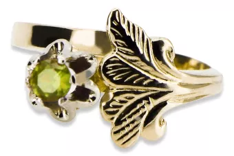 Pierścionek Vintage Żółty Perydot 14k żółte złoto vrc169y