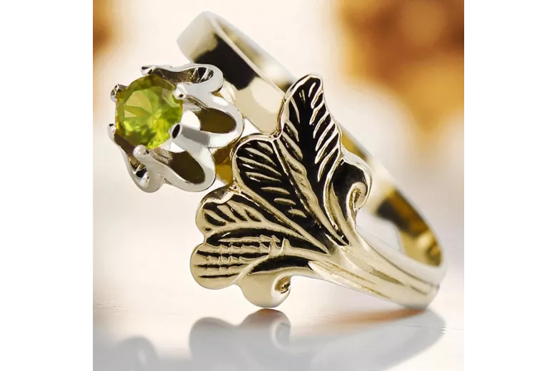 14 Karat Gelbgold Gelber Peridot Ring Vintage Stil vrc169y