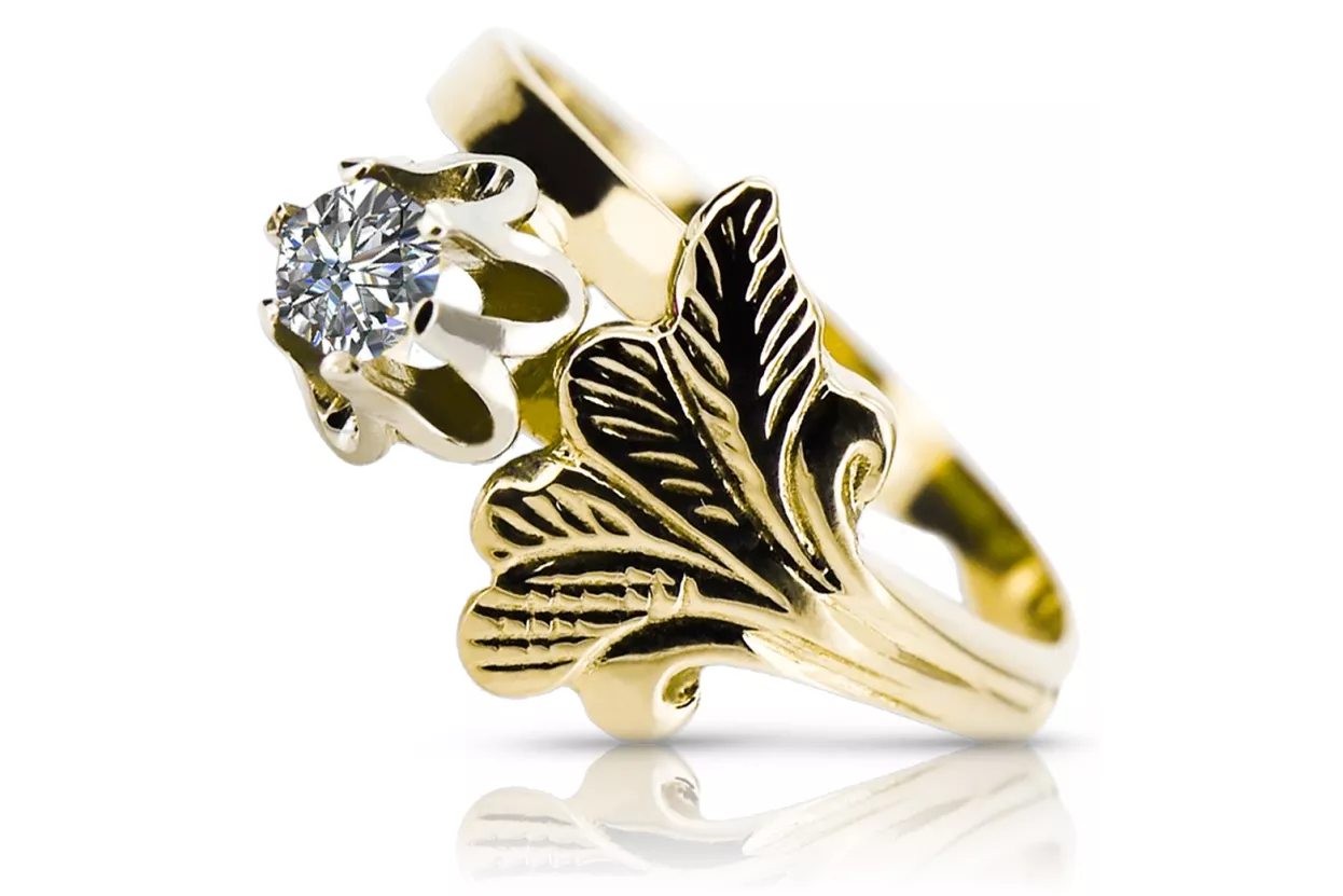 14 Karat Gelbgold Zirkon Ring Vintage vrc169y