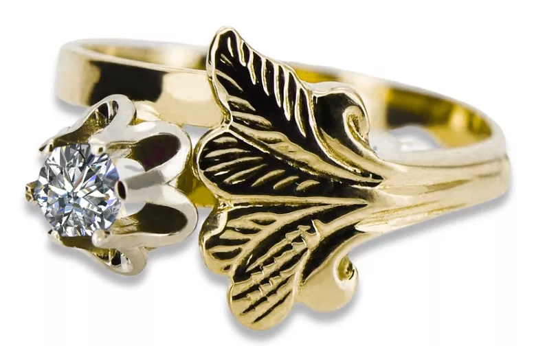 Vintage Anillo Circón Oro amarillo de 14 quilates vrc169y