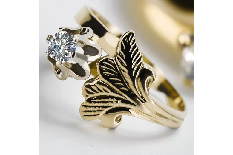 14 Karat Gelbgold Zirkon Ring Vintage vrc169y