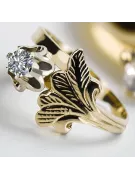 14k żółte złoto Cyrkonia Pierścionek Styl Vintage vrc169y