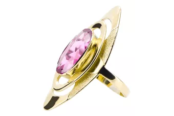 Oro amarillo de 14 quilates Amatista Anillo Estilo vintage vrc189y