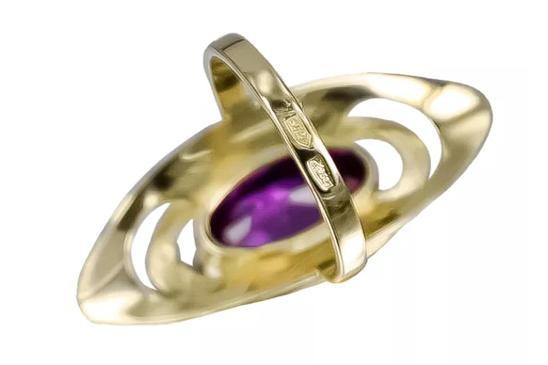 14 Karat Gelbgold Amethyst Ring Vintage Schmuck vrc189y