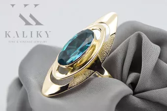 Inel Vintage Acvamarin Aur galben 14K vrc189y