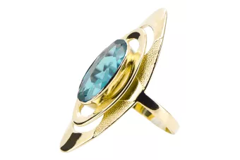 Inel Vintage Acvamarin Aur galben 14K vrc189y